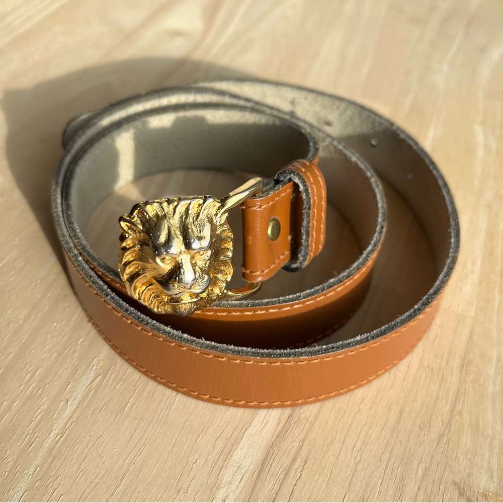 Leather Lion Rare Vintage Anne Klein Waist Belt Size M
